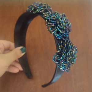 Black and Blue flower sparkly headband
